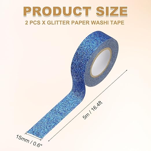 PATIKIL 2 Roll Glitter Paper Washi Tape, Washi Decorative Tape - Image 2