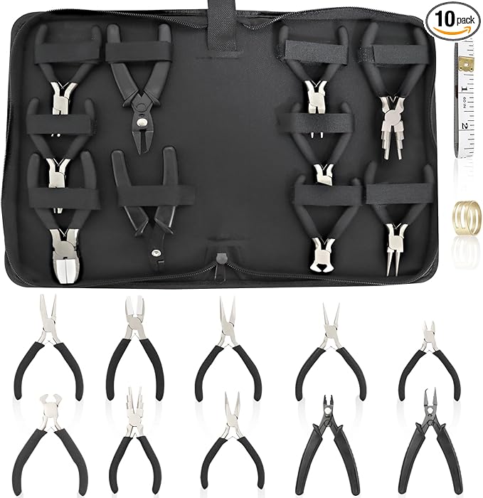 10 Pack Jewelry Pliers Set, Mini Pliers Set, Jewelry Making Include Flat by Fesorsi