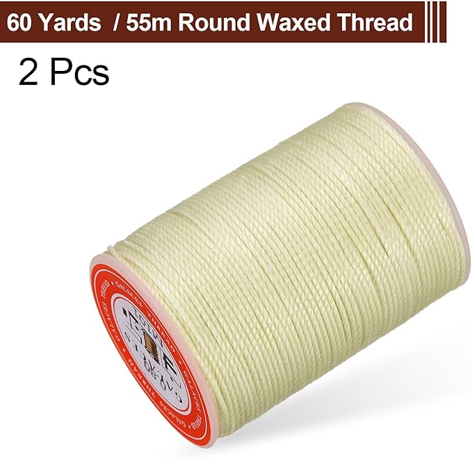 uxcell Round Leather Sewing Waxed Thread, 55m / 60 Yards Polyester Wax String - Image 3
