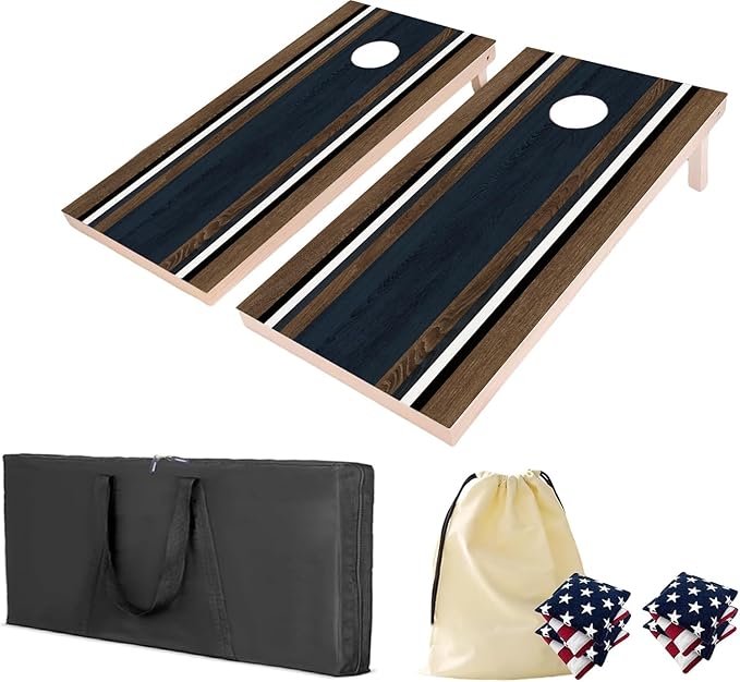 4×2FT Cornhole Board Set, Wooden Corn Hole Games by QZZIZ