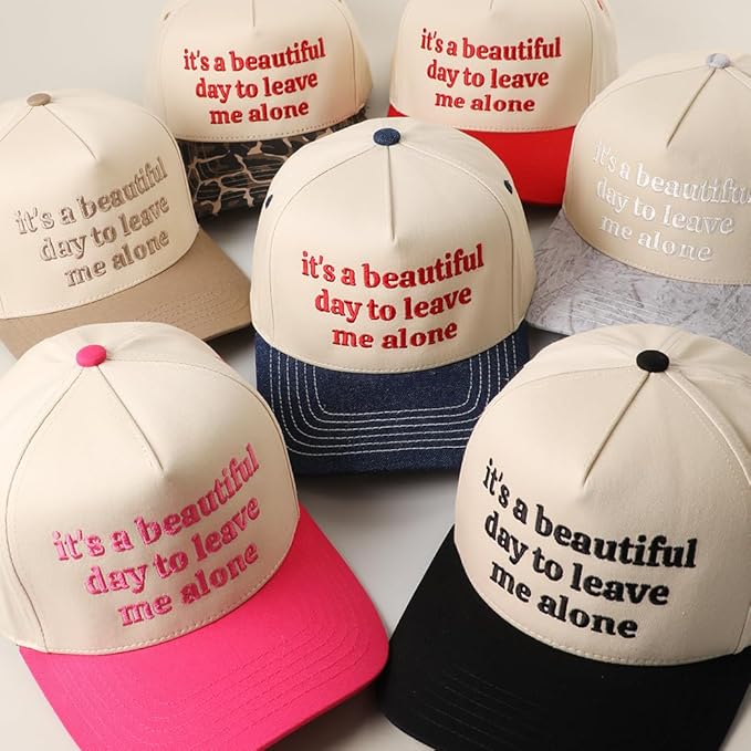 MIRMARU Two-Tone Vintage Canvas Trucker Hats for Men & Women, Adjustable Size Baseball Caps with Trendy Embroidered Design