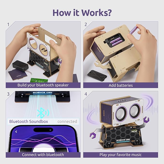 Science Can Stem Toys DIY Bluetooth Speaker, Build Your Robot Bluetooth Speaker - Image 5