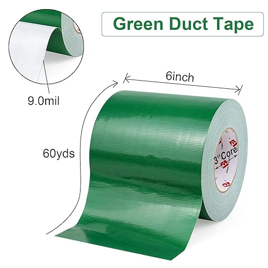 BOMEI PACK 6" Green Duct Tape, Wider Roll, 6 Inches x 60 Yards, 9 Mil Thick - Image 2