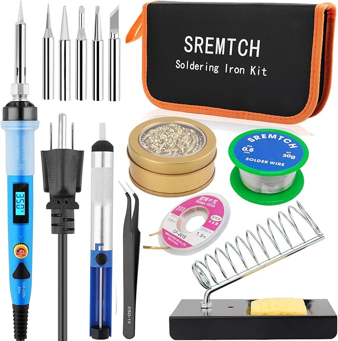 Electronics Soldering Iron Kit - 80W Digital LCD Solder Gun by HOME