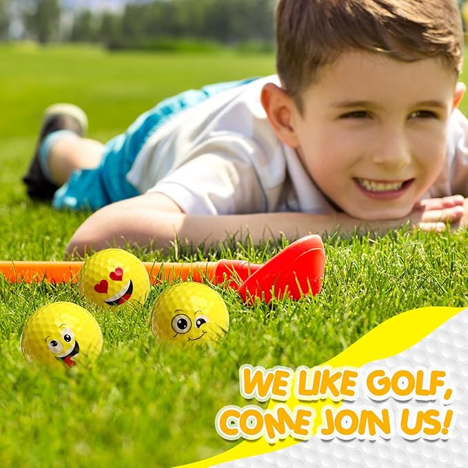 MiniInflat 19 Pcs Funny Golf Balls Set for Kids Adults Includes 12 Emoticon Practice Balls 6 Tees and Gift Box Novelty Golf Accessories for Men Women Birthday