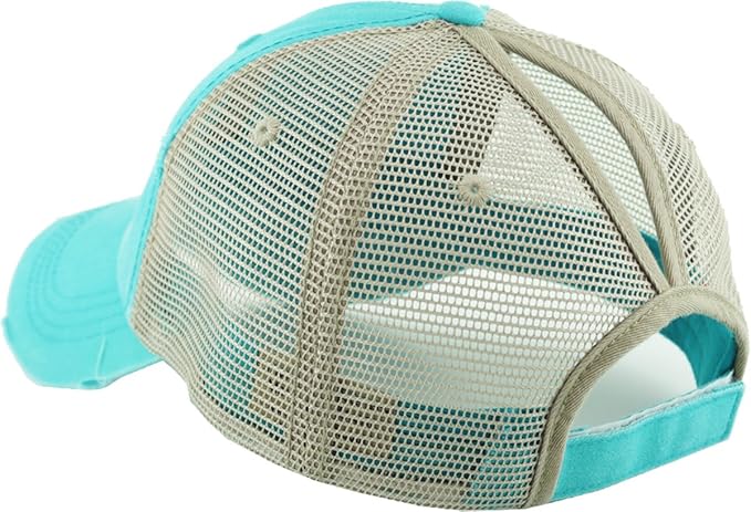 Classic Plain Ponytail Messy High Bun Headwear Adjustable Cotton Trucker Mesh Glitter Hat Baseball Cap