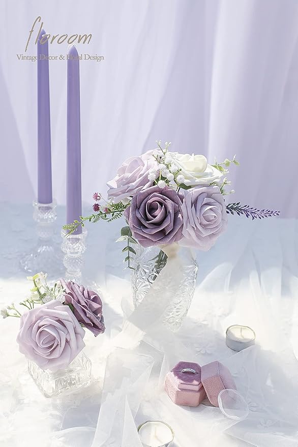 Floroom Artificial Flowers 50pcs Real Looking Lavender African Violet Purple - Image 2