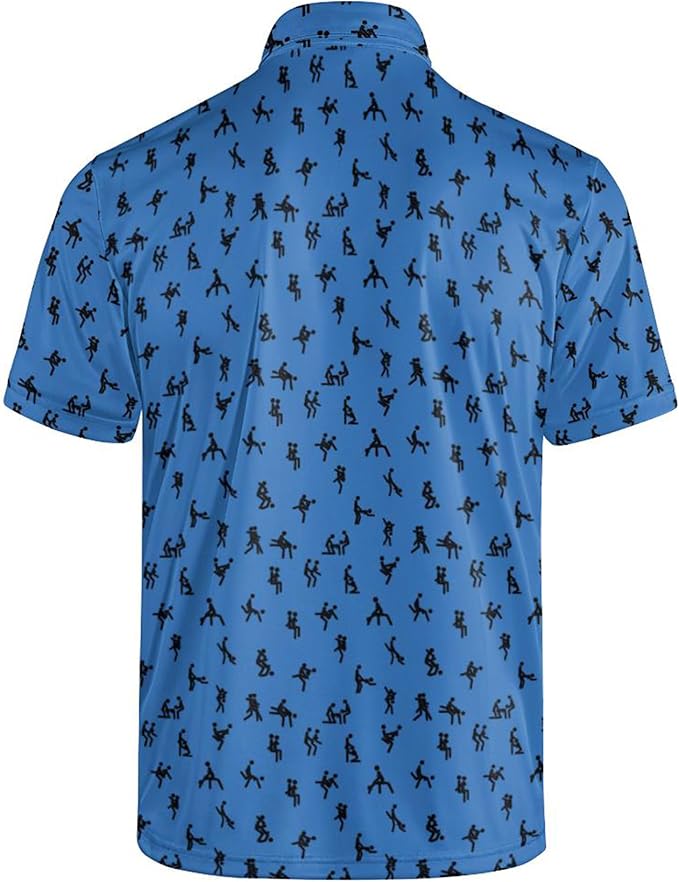 Golf Polo Shirts for Men Funny Print Short Sleeve Golf Shirts Performance Golf Polos