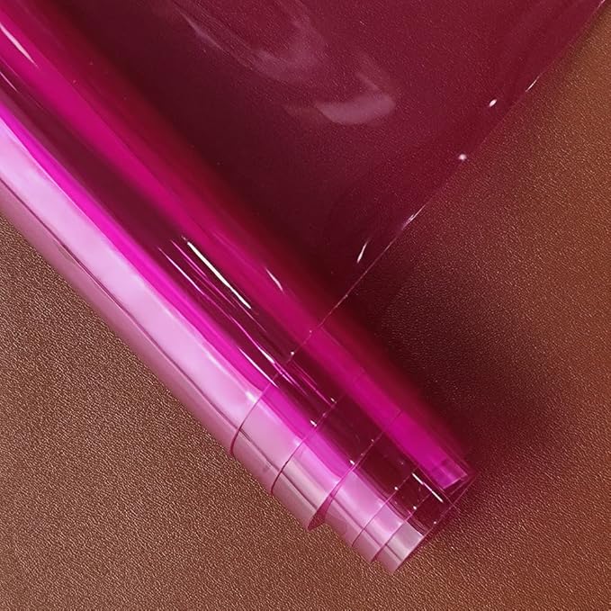 HYANG Dark Pink Transparent PVC Super Clear Holographic Vinyl Faux Leather - Image 3
