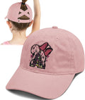 Baseball Caps for Girls Kids Cute Graphic Ponytail Hat Trucker Fashion Acid wash Hats Fun Adjustable Criss Cross Cap