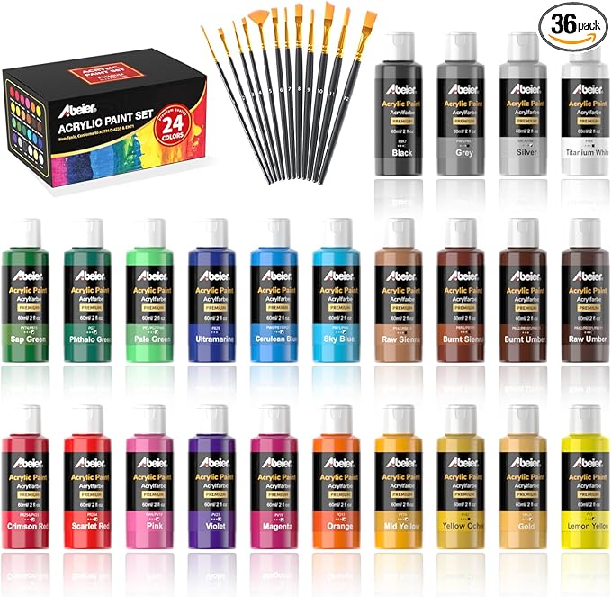 ABEIER Acrylic Paint Set, 24 Colors by ABEIER