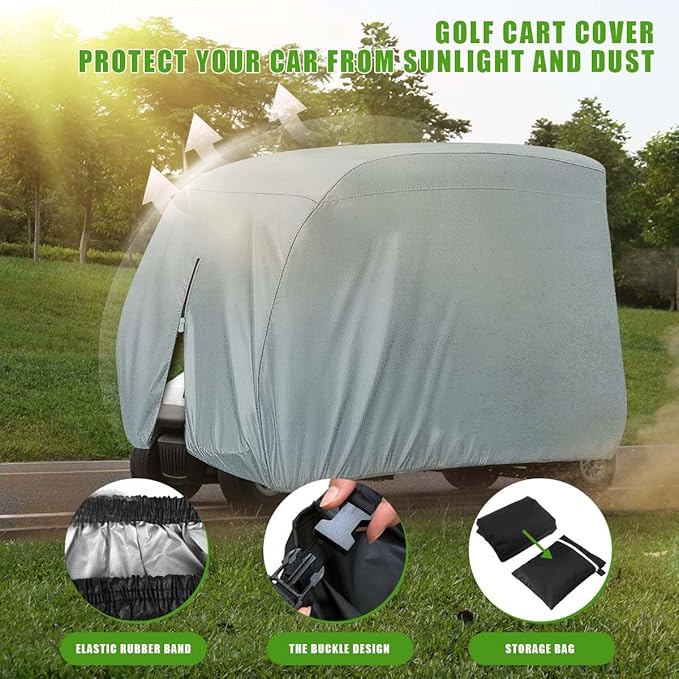 KISEER 4 Passenger 420D Waterproof Golf Cart Cover fits EZ GO Club Car Yamaha, Sunproof Dustproof
