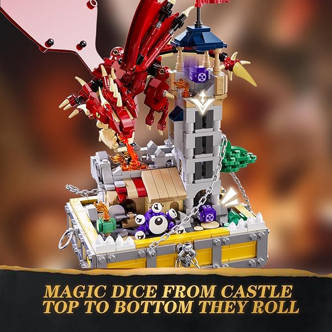 WINNER SPACE Medieval Dragons Castle Building Sets, Guarding Dice Tower Kits - Image 7