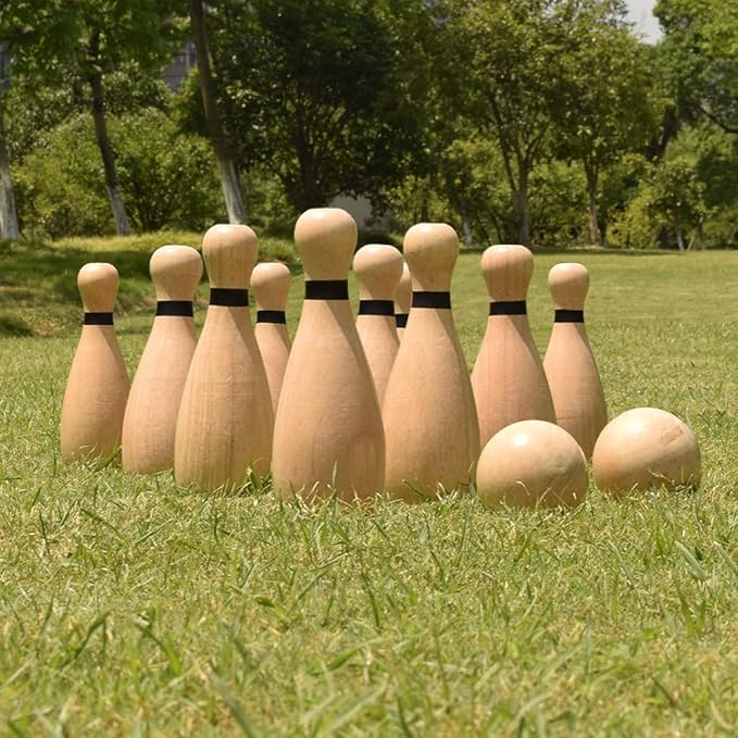 NI-ROU Outdoor Giant Lawn Bowling Games Rubber Wooden Lawn Set Fun Sports Games by Unknown