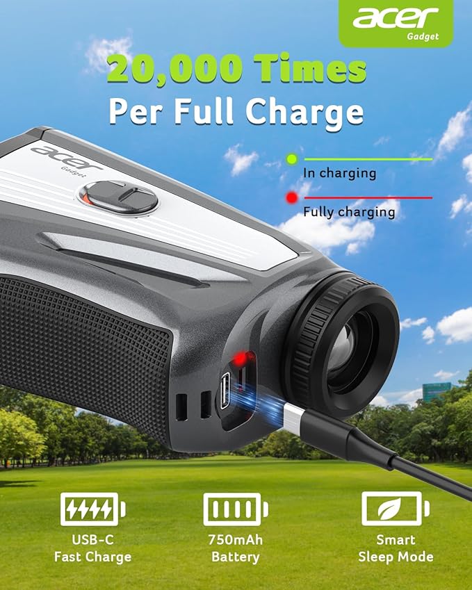 Acer Gadget Golf Rangefinder with Slope - 1200/1700Yards Laser Range Finder for Golfer, 6X Magnification Rangefinders Golf with Flag Pole Locking Vibration, Rechargeable Magnetic Gifts for Golfers