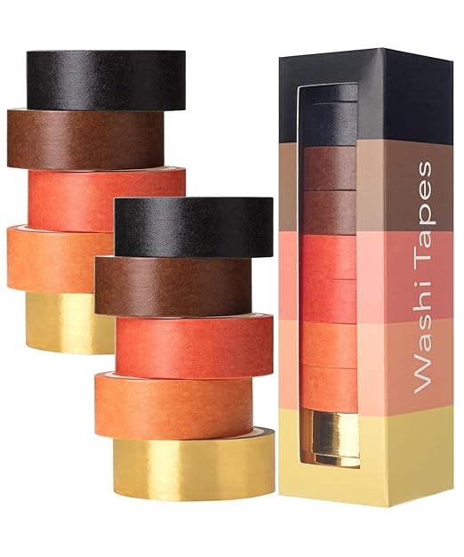 Mr. Pen- Washi Tape Set, 10 Rolls, Fiery Horizon, Decorative Tape Set, Colored by MrPen