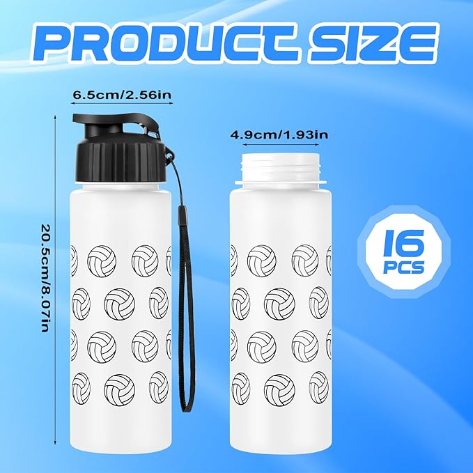 Olgaa 16 Pcs Volleyball Water Bottle Bulk 20 oz Volleyball Reusable Water Drink Bottles Sports Volleyball Accessories for Party Favor Players Lovers Team Gifts (Volleyball)