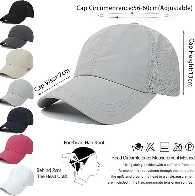 Womens Ponytail Hat Baseball Cap, Adjustable Criss Cross Baseball Cap High Bun Unisex Quick Drying Trucker Hats