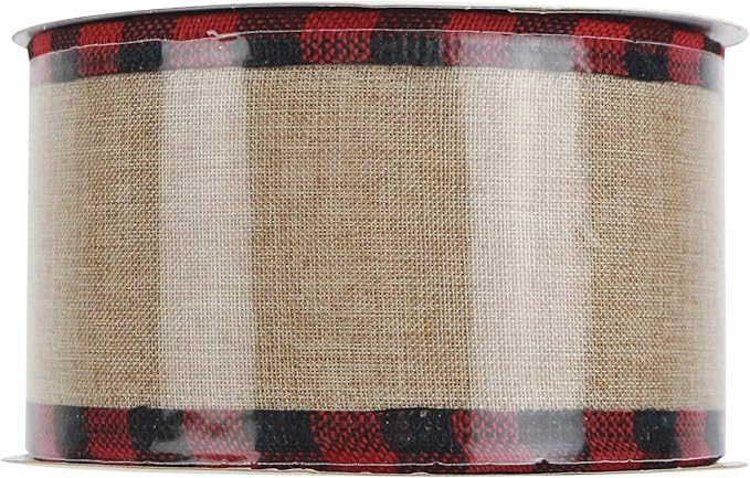 MEEDEE Burlap Christmas Ribbon Wired Burlap Ribbon 2.5 Inch 10 Yards Fall - Image 3