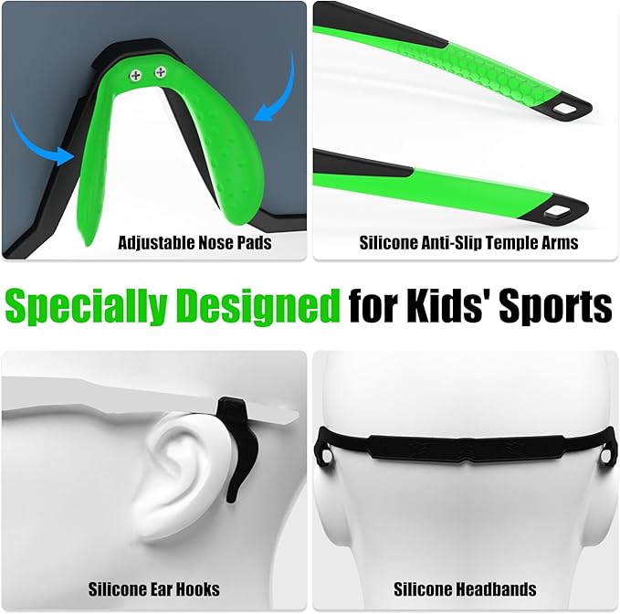 X-TIGER Kids Sunglasses Polarized Youth Baseball Sunglasses for 8-14 boys girls UV400 Sports Softball Cycling Glasses