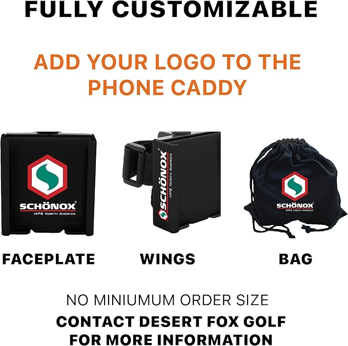 DESERT FOX GOLF Phone Caddy – Adjustable Golf Cart Phone Holder with Secure Strap for Hands-Free GPS & Golf Apps – Universal Fit - Black