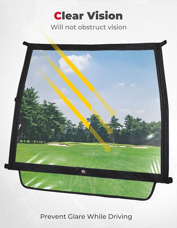KEMIMOTO Foldable Golf Cart Windshield Compatible with Club Car DS, Tempo, Precedent, Portable Lightweight PVC Golf Cart Windshield