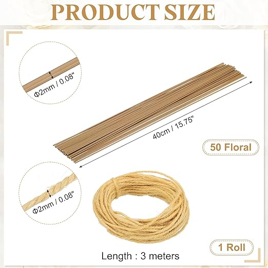 uxcell 50Pcs 2 Gauge Floral Wire, 15.75" Length Flower Stem Wires - Image 2