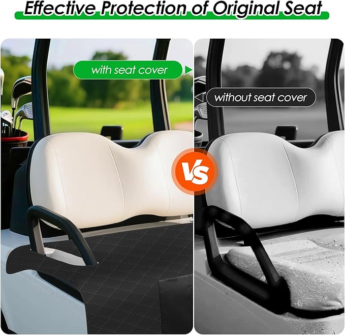 Golf Cart Seat Covers,Breathable Golf Cart Seat Towel Blanket for EZGO,Yamaha,Club Car Soft Seat Cover with 4 Front Pockets & Nonskid Bottom for Golf Decorations Accessories