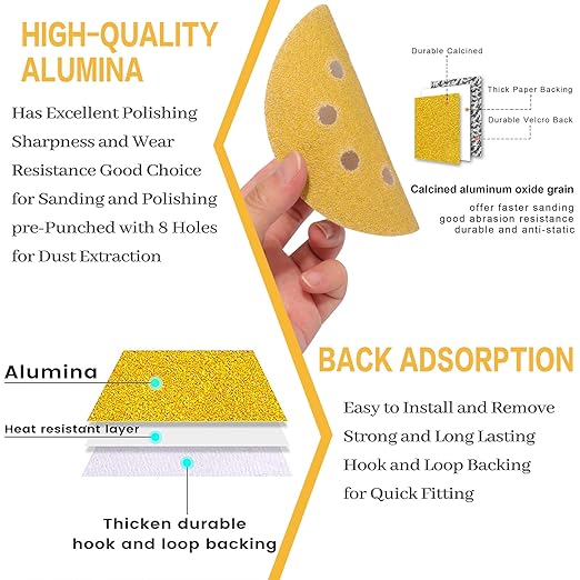 100PCS 5 Inch 8 Hole Sanding Discs 800 Grit - Image 5