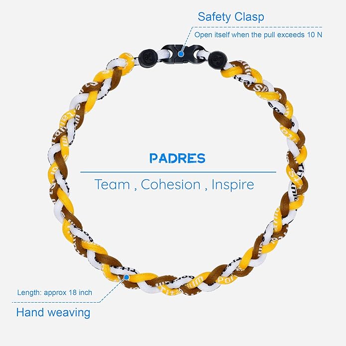 Baseball Rope Necklaces, League Team Colors Braided Necklace, Baseball Team Gifts