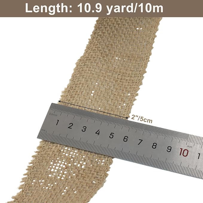 2" Wide Natural Burlap Fabric Roll - Image 2