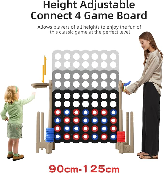 UNICOO® Jumbo 4 in a Row Game | Adjustable Height 4-to-Score Giant Yard Game Set - Image 4