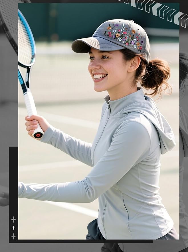 Biggun Trendy Embroidered Baseball Cap for Girls Women Men - Adjustable Soft Breathable Hats for Casual Wear