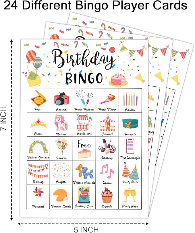 Birthday Party Bingo Game Cards, Birthday Bingo Card - Image 3