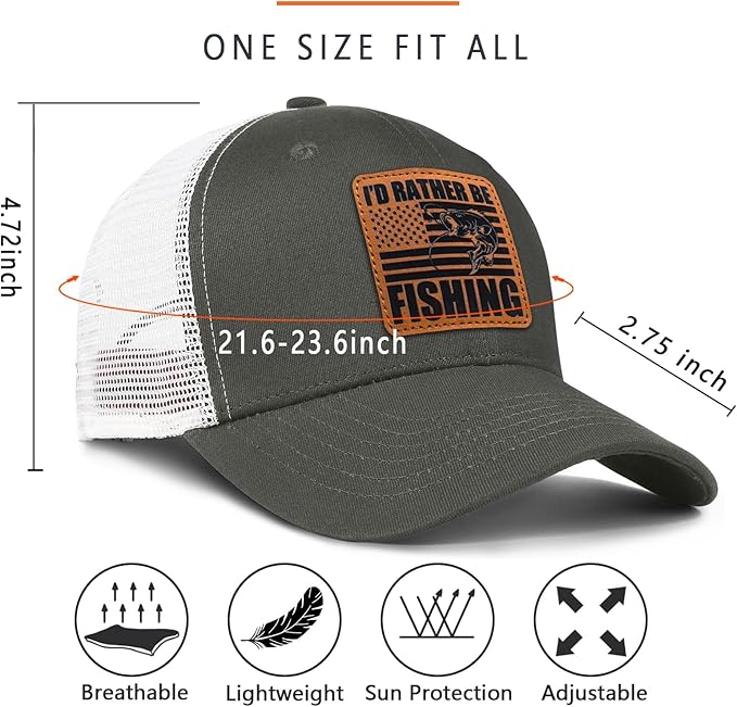 Fishing Hat Fishing Gifts for Men Bass Fish Flag Gear Accessories Stuff Trucker Hat Snapback Baseball Cap