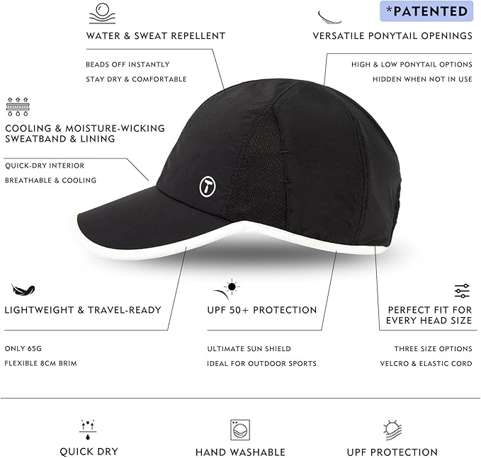 TOP-EX Cooling UV 50 High Ponytail Baseball Cap for Women - Most Women Start with S/M - Breathable for Running Golf Sports