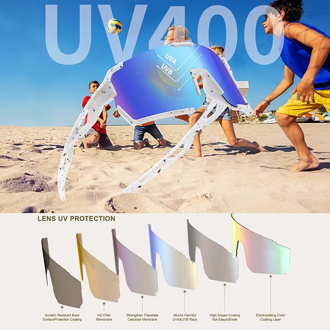 YDAOWKN Kids Sunglasses Youth Baseball Sunglasses Boys Girls Softball Cycling UV400 Protection Sports Goggles