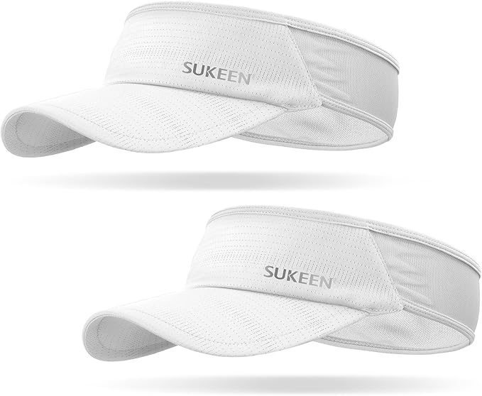 Sukeen 2 Pack Sports Sun Visor Men Women Lightweight Packable Cooling Stretchy Visor Hat for Running, Tennis, Golf