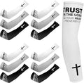 Shyyween 6 Pairs Faith Cross Arm Sleeves Religious Compression Arm Sleeves for Men Women Basketball Baseball Football for UV