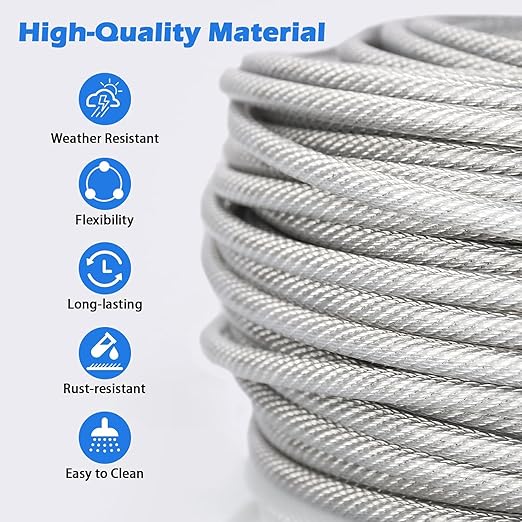 3/16" Wire Rope, 100Ft PVC Coated Steel Cable 7×7 Strand Core, Ideal Cable - Image 4