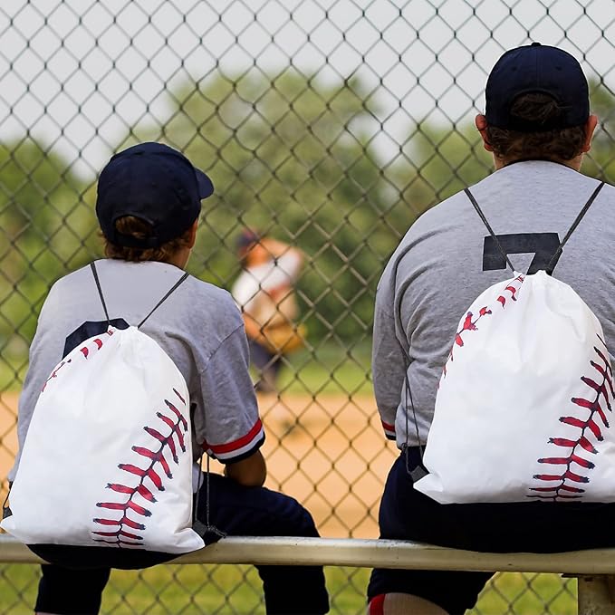 Frienda Baseball Drawstring Backpack Bag Baseball Drawstring Party Favor Bags for Gym Sports Teams(24 Pieces)
