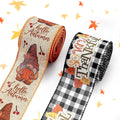Threetols 2 Rolls 10 Yards Fall Wired Edge Ribbons, 2.5inch Black White Plaid by Threetols