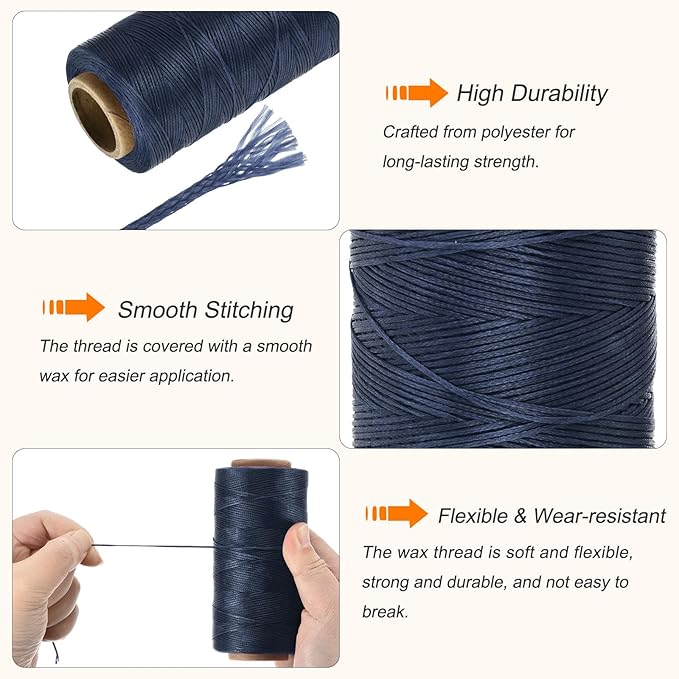 MECCANIXITY Waxed Thread, 197 Yard 1mm 210D Flat Wax Thread Polyester Waxed - Image 3