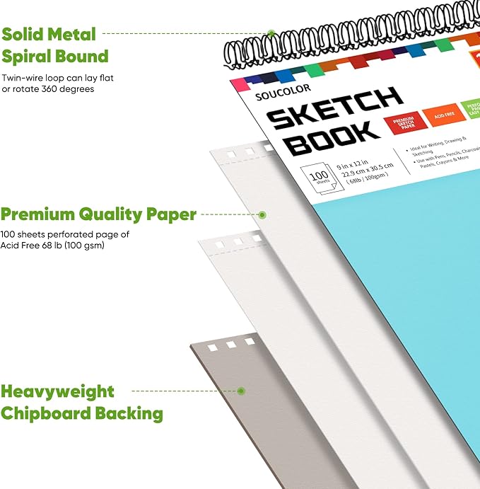 Soucolor 9 x12 Inch Sketch Book, Teen Girl Trendy Stuff, Halloween & Christmas - Image 4