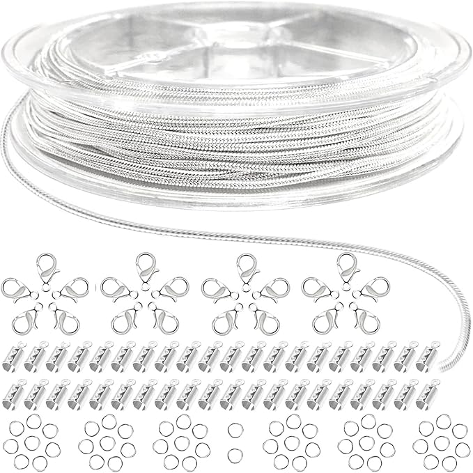 Jishi 33ft Silver Snake Chain 1.2mm Jewelry Making Chains by Jishi