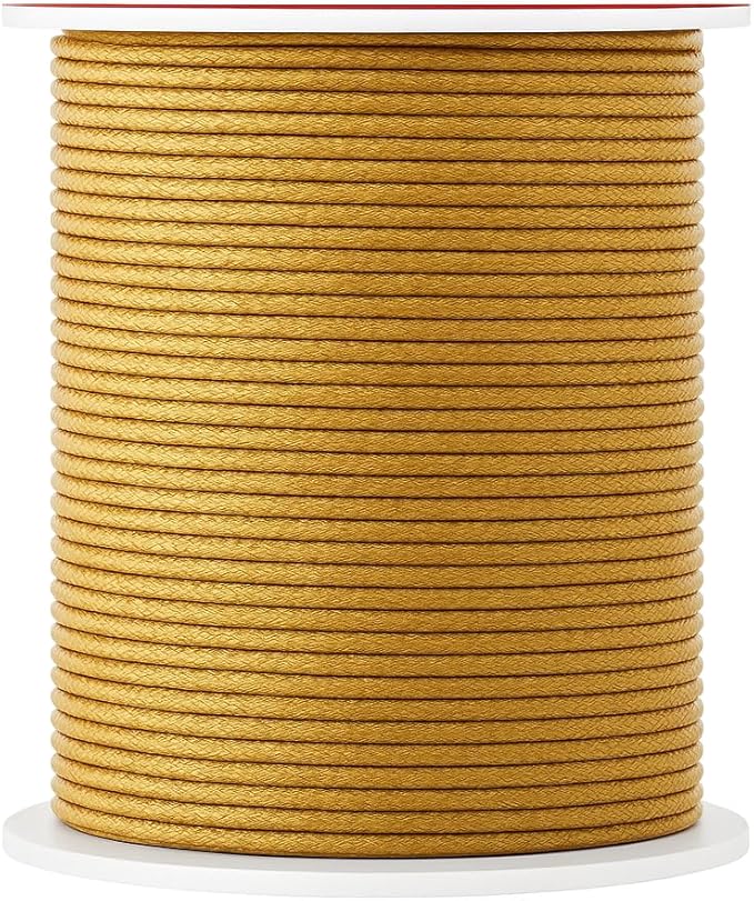 Mandala Crafts 2mm 109 Yards Gold Cotton Waxed Cord by MandalaCrafts