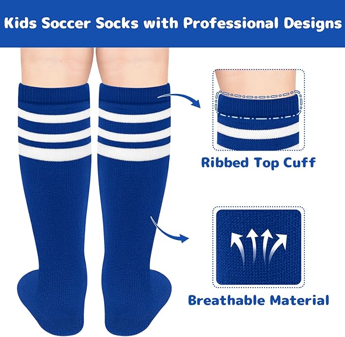 Olreco 1 Pack Toddler Kids Youth Soccer Socks Girls Boys Baseball Socks Youth Knee High Softball Football Accessories Cotton