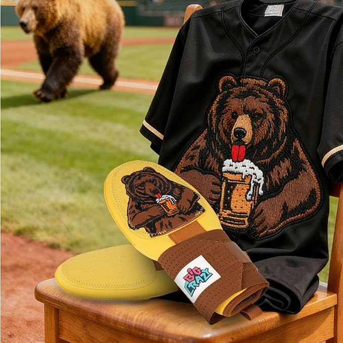 Big Crazy Baseball Sliding Mitt Youth and Adult, Drippy Drip Accessory, Flexible Breathable Durable, Funny Design Beer Bear Ice Cream Cow