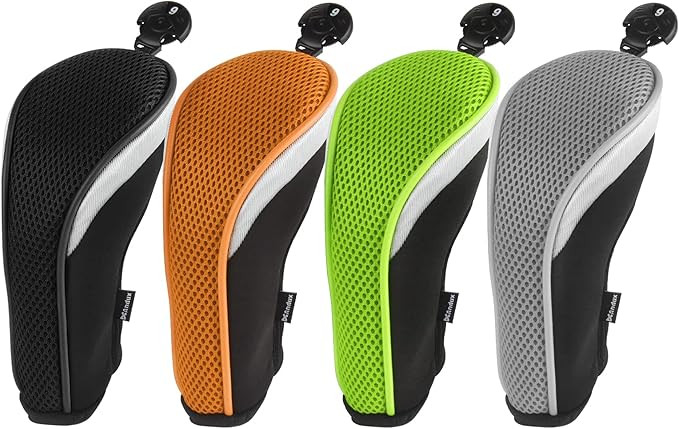 Andux Mesh Golf Hybrid Club Head Covers with Dial Number Tags, 4pcs/Set