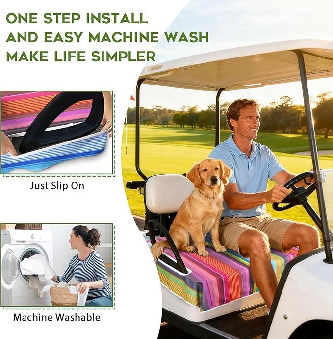 Golf Cart Seat Covers Club Car Golf Cart Accessories for Men Women Golf Carts Seat Towel Blanket 2-Seat Golf Cart Decorations